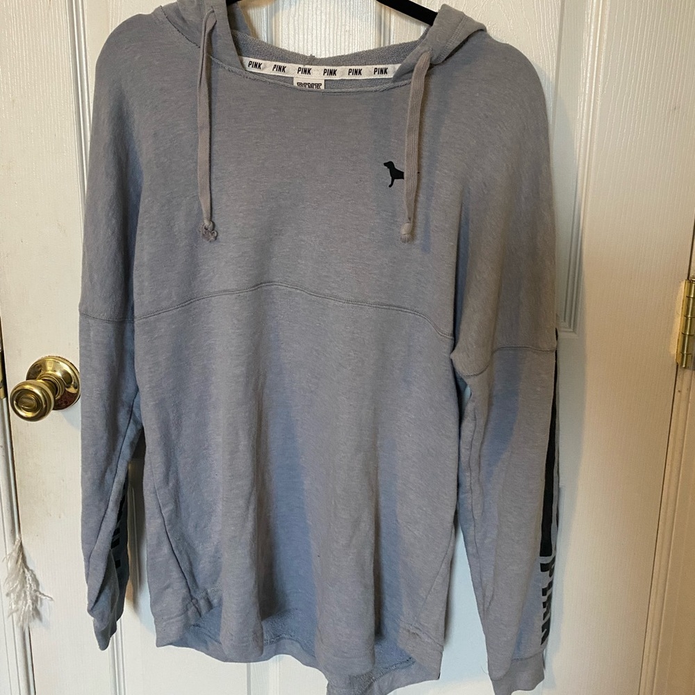 Victoria’s Secret PINK Gray Hoodie with Stripes